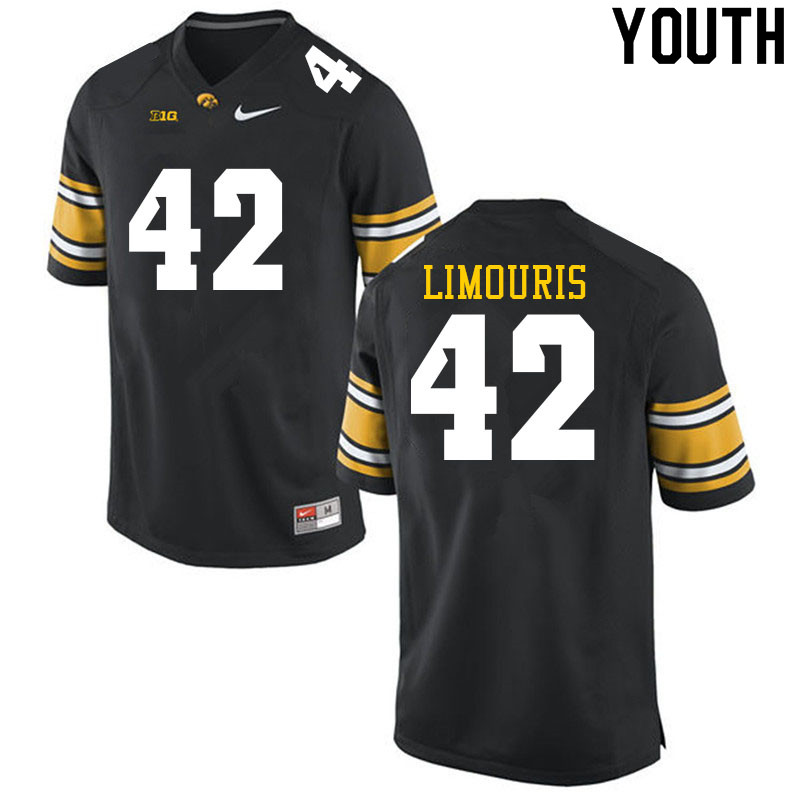 Youth #42 Denin Limouris Iowa Hawkeyes College Football Jerseys Sale-Black